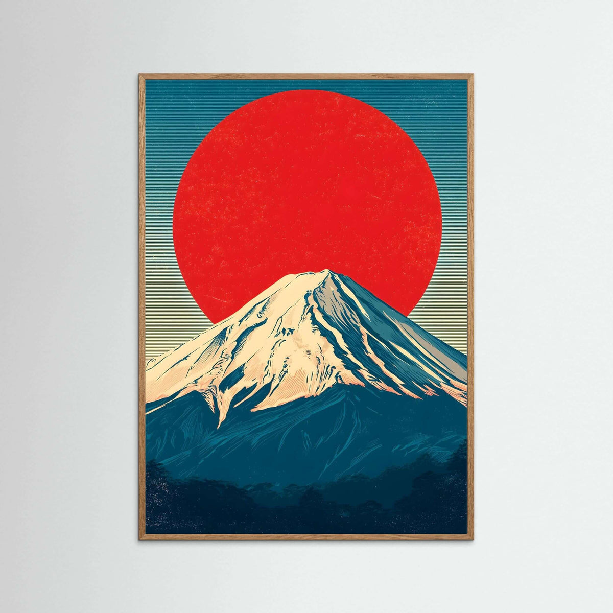 minimalist mountain canvas art-Rising Sun Over Fuji 