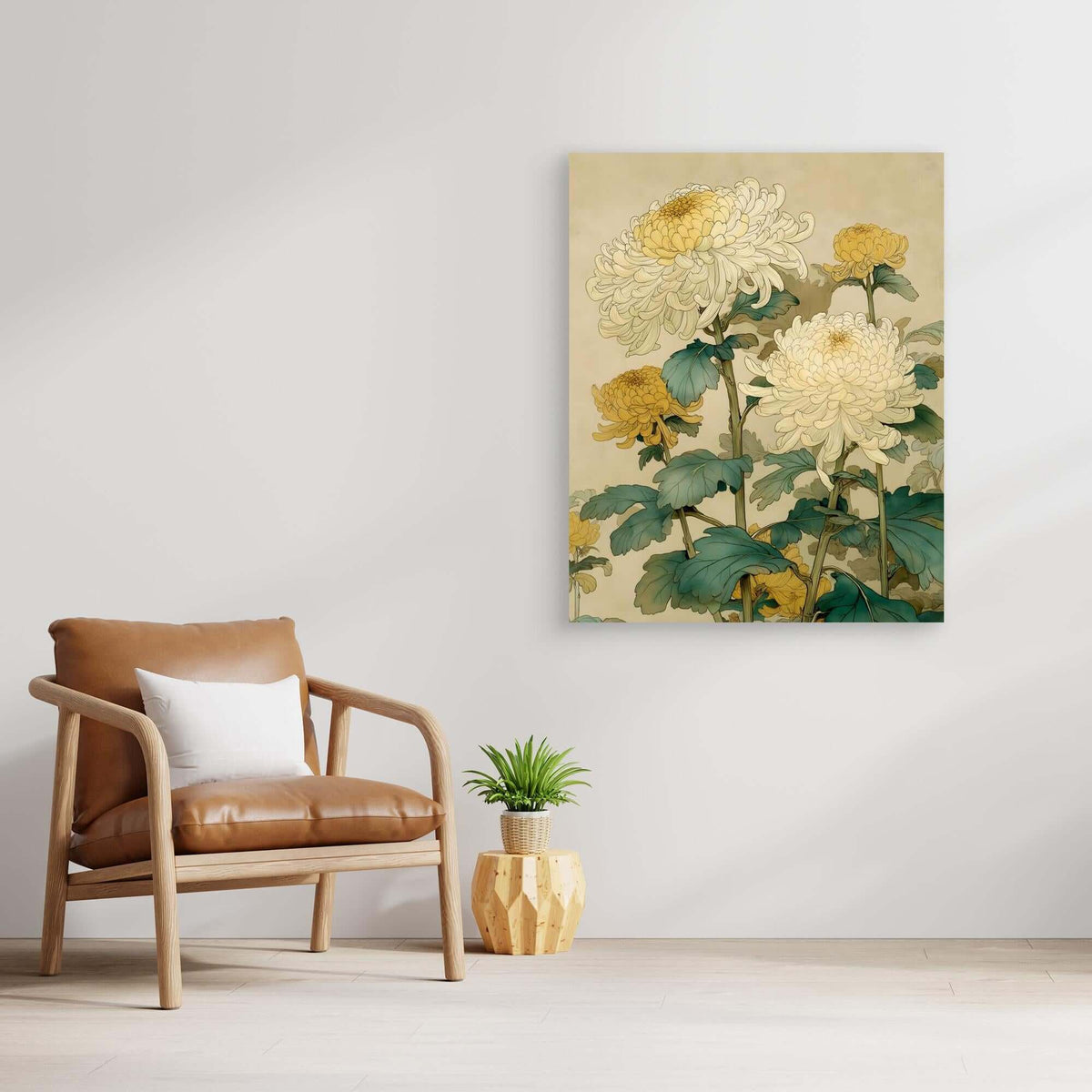 Japanese Chrysanthemum Art | Botanical Floral Ukiyo-e Print