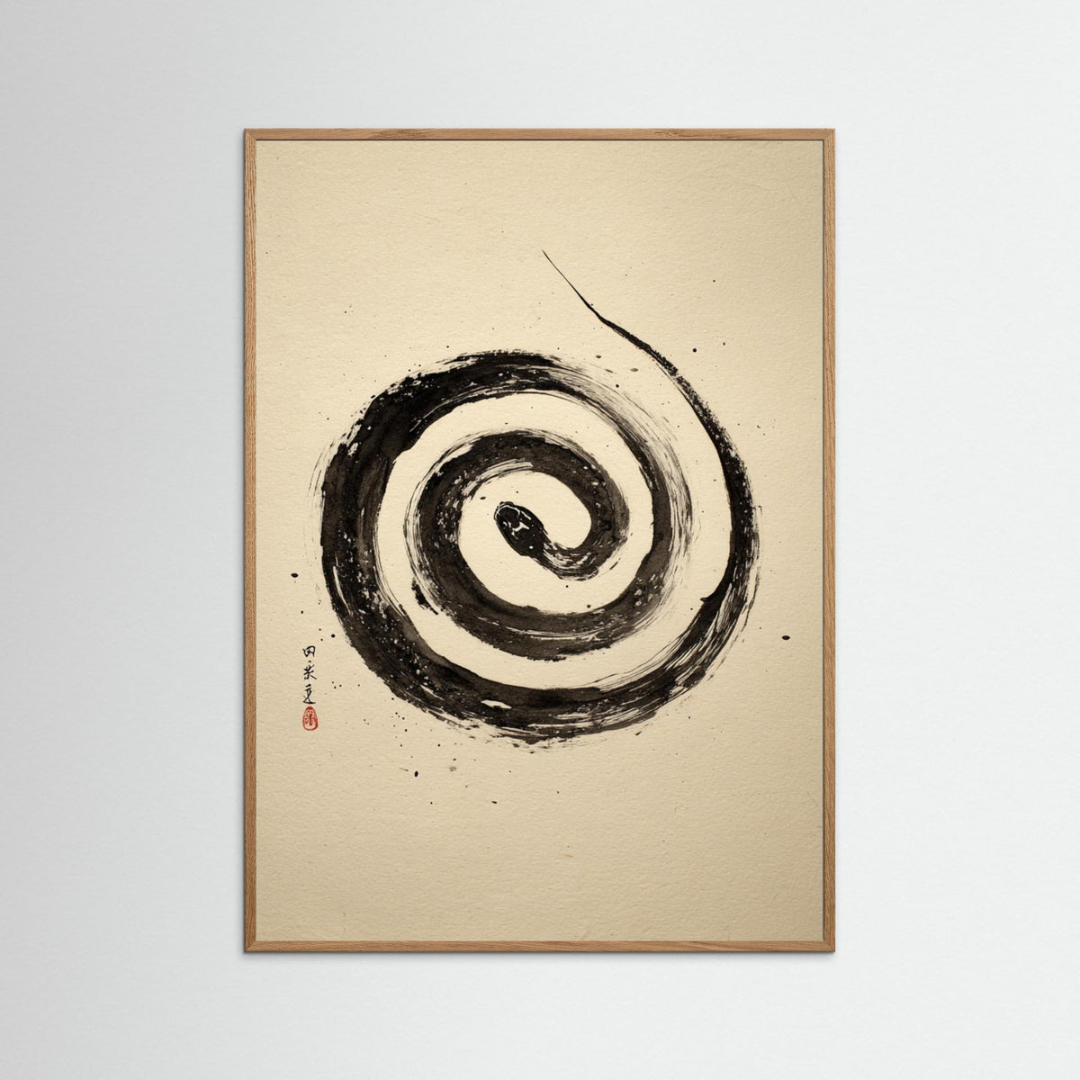 Coiled Silence – Minimalist Ink Snake Wall Art