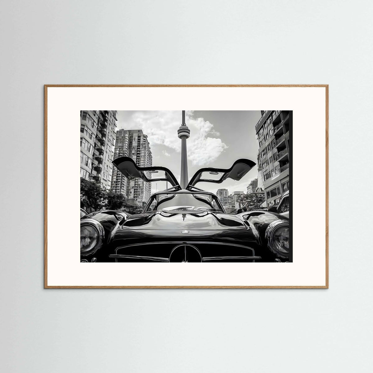 Monochrome Supercar Wall Art – Architectural City Luxury Print